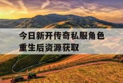 今日新开传奇私服角色重生后资源获取