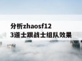 分析zhaosf123道士跟战士组队效果
