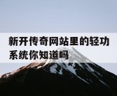 新开传奇网站里的轻功系统你知道吗