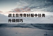 战士在传奇好服中任务升级技巧