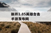 新开1.85英雄合击手游发布网