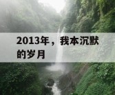 2013年，我本沉默的岁月