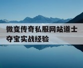 微变传奇私服网站道士夺宝实战经验