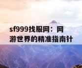 sf999找服网：网游世界的精准指南针