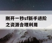 刚开一秒sf新手进阶之资源合理利用