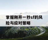 掌握刚开一秒sf的风险与应对策略