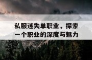 私服迷失单职业，探索一个职业的深度与魅力