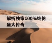解析独家100%纯仿盛大传奇