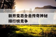 新开变态合击传奇神秘排行榜竞争