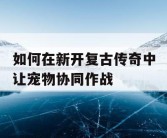 如何在新开复古传奇中让宠物协同作战