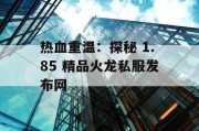 热血重温：探秘 1.85 精品火龙私服发布网