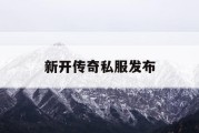 新开传奇私服发布