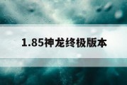1.85神龙终极版本
