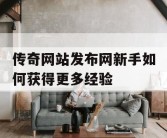 传奇网站发布网新手如何获得更多经验