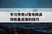 学习传奇sf发布网高效收集资源的技巧
