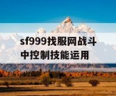 sf999找服网战斗中控制技能运用