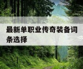 最新单职业传奇装备词条选择