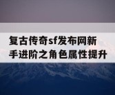复古传奇sf发布网新手进阶之角色属性提升