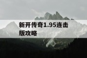 新开传奇1.95连击版攻略