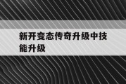 新开变态传奇升级中技能升级