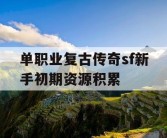 单职业复古传奇sf新手初期资源积累