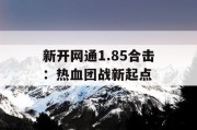 新开网通1.85合击：热血团战新起点