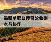 最新单职业传奇公会副本与协作