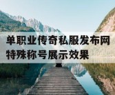 单职业传奇私服发布网特殊称号展示效果