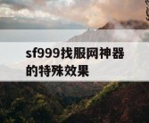 sf999找服网神器的特殊效果