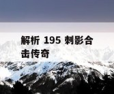 解析 195 刺影合击传奇