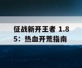 征战新开王者 1.85：热血开荒指南