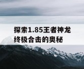 探索1.85王者神龙终极合击的奥秘