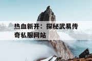 热血新开：探秘武易传奇私服网站