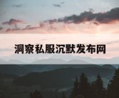 洞察私服沉默发布网