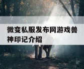 微变私服发布网游戏兽神印记介绍