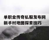 单职业传奇私服发布网新手村地图探索技巧
