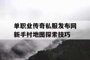 单职业传奇私服发布网新手村地图探索技巧