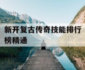 新开复古传奇技能排行榜精通