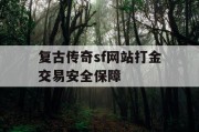 复古传奇sf网站打金交易安全保障