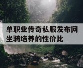 单职业传奇私服发布网坐骑培养的性价比