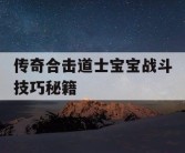 传奇合击道士宝宝战斗技巧秘籍