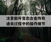 注意新开变态合击传奇通关过程中的操作细节