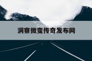 洞察微变传奇发布网