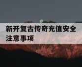 新开复古传奇充值安全注意事项