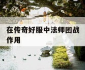 在传奇好服中法师团战作用