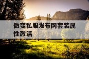 微变私服发布网套装属性激活