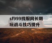 sf999找服网长期玩战斗技巧提升