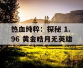 热血纯粹：探秘 1.96 黄金皓月无英雄