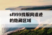 sf999找服网遗迹的隐藏区域