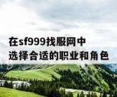 在sf999找服网中选择合适的职业和角色